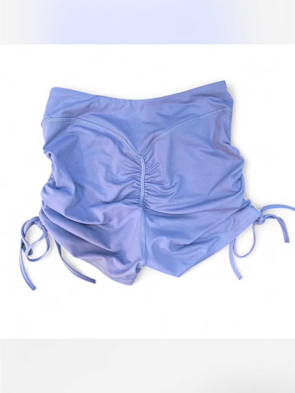 *NWT* BO+TEE Front Yoke, Back/Side Ruched Tie Short Periwinkle Blue  — XS